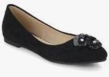 Addons Black Floral Belly Shoes women