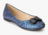 Addons Navy Blue Weaved Bow Belly Shoes women