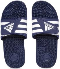 Adidas Navy Blue & White ADISSAGE Striped Sliders women