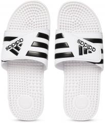 Adidas White & Black ADISSAGE Striped Sliders women