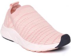 Alcis Peach Coloured & Off White Self Striped Running Shoes women