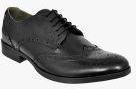 Allen Cooper Black Leather Formal Shoes Men