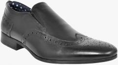 Allen Cooper Black Leather Regular Slip On Shoes men