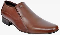 Allen Cooper Brown Leather Slip On Shoes men