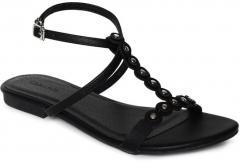 Allen Solly Women Black Solid Open Toe Flats