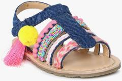 Aria Nica Navy & Pink Open Toe Flats girls