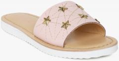 Aria Nica Pink Embellished Open Toe Flats girls