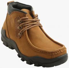 Bacca Bucci Tan Leather Mid Top Trekking Shoes men