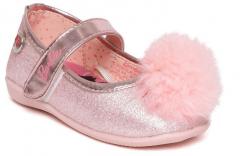 Barbie Pink Shimmer Ballerinas With Pom Pom Detail girls