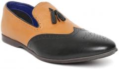 Bata Brown & Black Colourblocked Leather Semiformal Slip Ons men