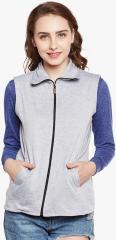 Belle Fille Grey Melange Solid Winter Jacket women