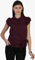 Belle Fille Mauve Solid Cinched Waist Tops women