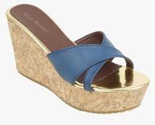 Blue Button Navy Blue Wedges women