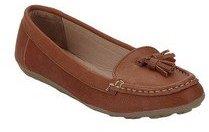 Blue Button Tan Moccasins women