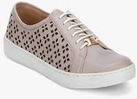 Carlton London Beige Laser Cut Casual Sneakers women