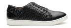 Carlton London Black Basketweave Texture Leather Sneakers Men