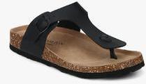 Carlton London Black Buckled Slippers men