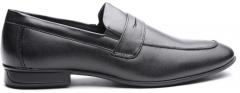 Carlton London Black Leather Formal Loafers men