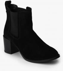 Carlton London Black Leather Heeled Boots women