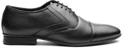 Carlton London Black Perforated Leather Formal Oxfords men