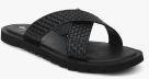 Carlton London Black Weaved Slippers Men