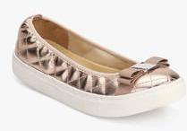 Carlton London Bronze Metallic Bow Belly Shoes women