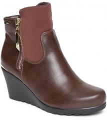 Carlton London Brown Solid Heeled Boots women