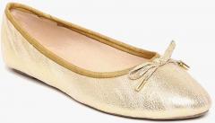 Carlton London Gold Toned Solid Ballerinas with Bow Detail women