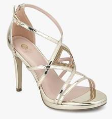 Carlton London Golden Metallic Ankle Strap Stilettos women