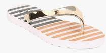 Carlton London Golden Metallic Flip Flops women