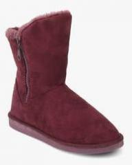 Carlton London Maroon Ankle Length Boots women