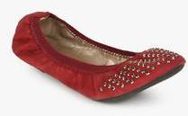 Carlton London Maroon Embellished Belly Shoes women