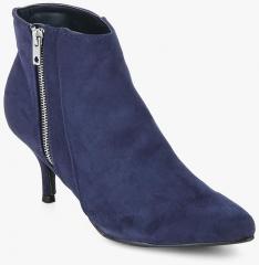 Carlton London Navy Blue Solid Heeled Boots women