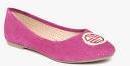 Carlton London Pink Perforated Real Leather Ballerinas Women