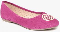 Carlton London Pink Perforated Real Leather Ballerinas women