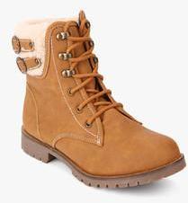 Carlton London Tan Buckled Ankle Length Boots women