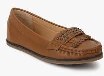 Carlton London Tan Fringes Moccasins women