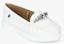 Carlton London White Bow Moccasins women