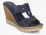 Catwalk Navy Blue Textured Wedges women