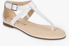 Clarks Bay Georgia White T Strap Flats Sandals women