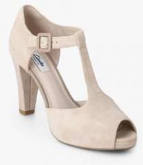 Clarks Kendra Flower Beige Peep Toes women