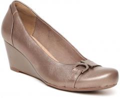 Clarks Taupe Leather Wedges women