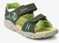 Clarks Tyrano Roar Olive Floaters boys