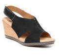 Clarks Women Black Solid Nubuck Leather Wedges