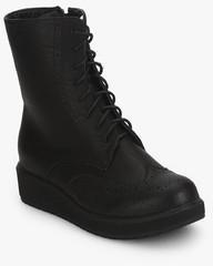 Cobblerz Black Derby Brogue Ankle Length Boots women