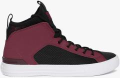 Converse Burgundy & Black Colourblocked 161474C Mid Top Sneakers women