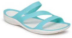 Crocs Blue Solid Open Toe Flats women