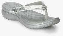 Crocs Capri V Sequin Silver Flip Flops women