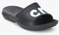 Crocs Classic Graphic Slide Black Flip Flops women