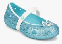 Crocs Frozen Flat Pool Blue Glitter Belly Shoes girls